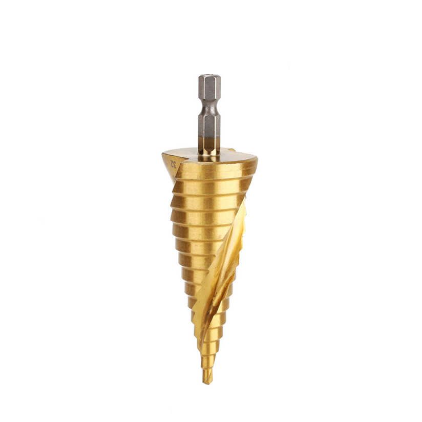 3pcs 4‑12/20/32mm Hex Ti Coated Spiral Grooved Step Drill Bits Set Cone Hole Cutter