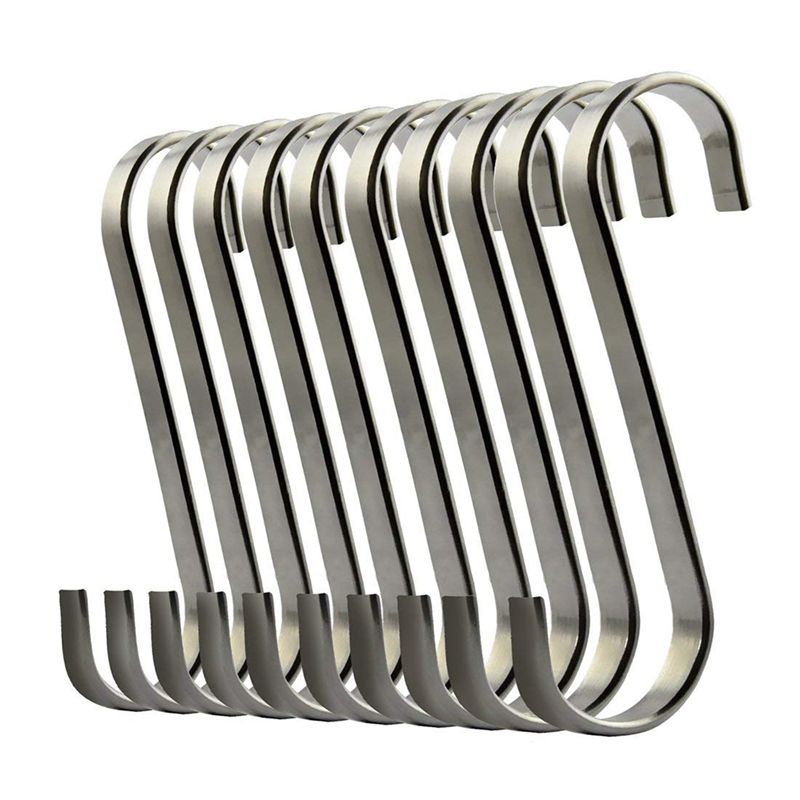 12Pcs S Stainless Steel Suspension Hooks for Kitchen Cookware or Butcher Meat - 10Pcs 8.1 X 5 Cm & 2Pcs 7.3Cmx5Cm