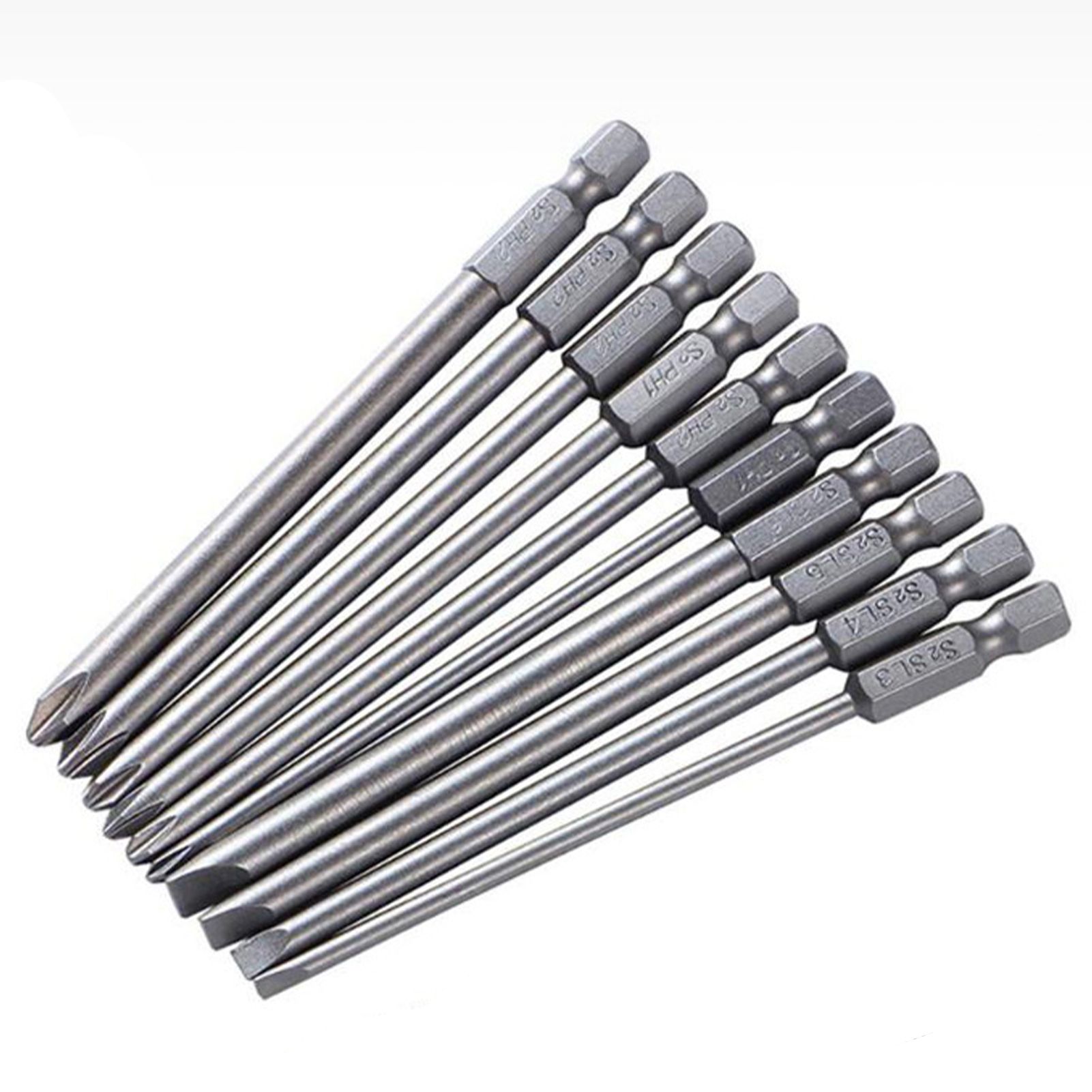 6pcs Magnetic Screwdriver Bit Cross Head Electric Screwdriver Bit 1/4 Hex Shank 150mm PH1 PH2
