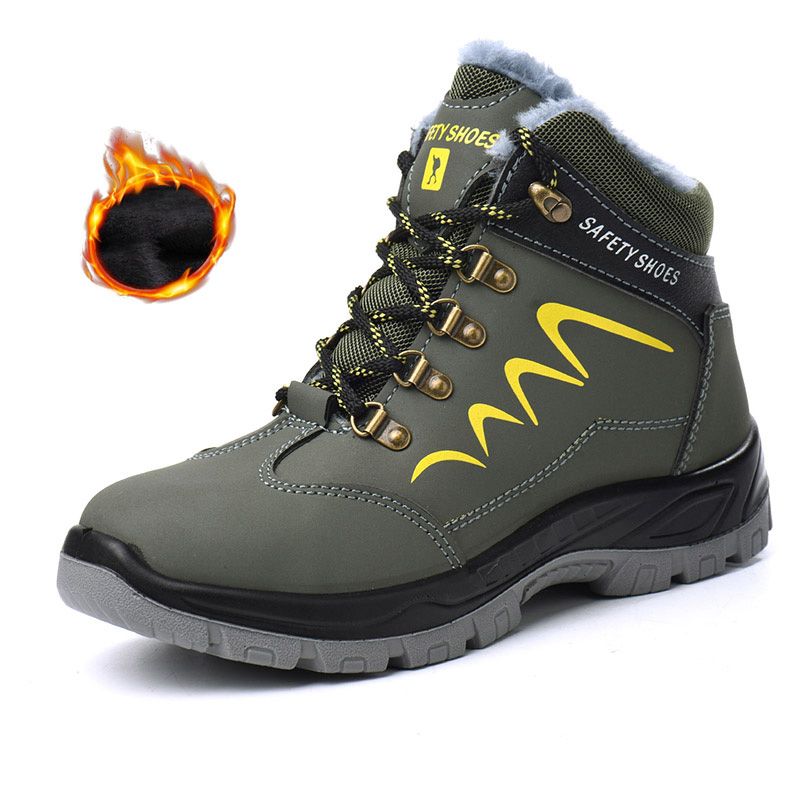 Safety Shoes Mens High-Cut Smash-Proof Puncture Wear-Resistant Waterproof Welder Shoes Winter Plus