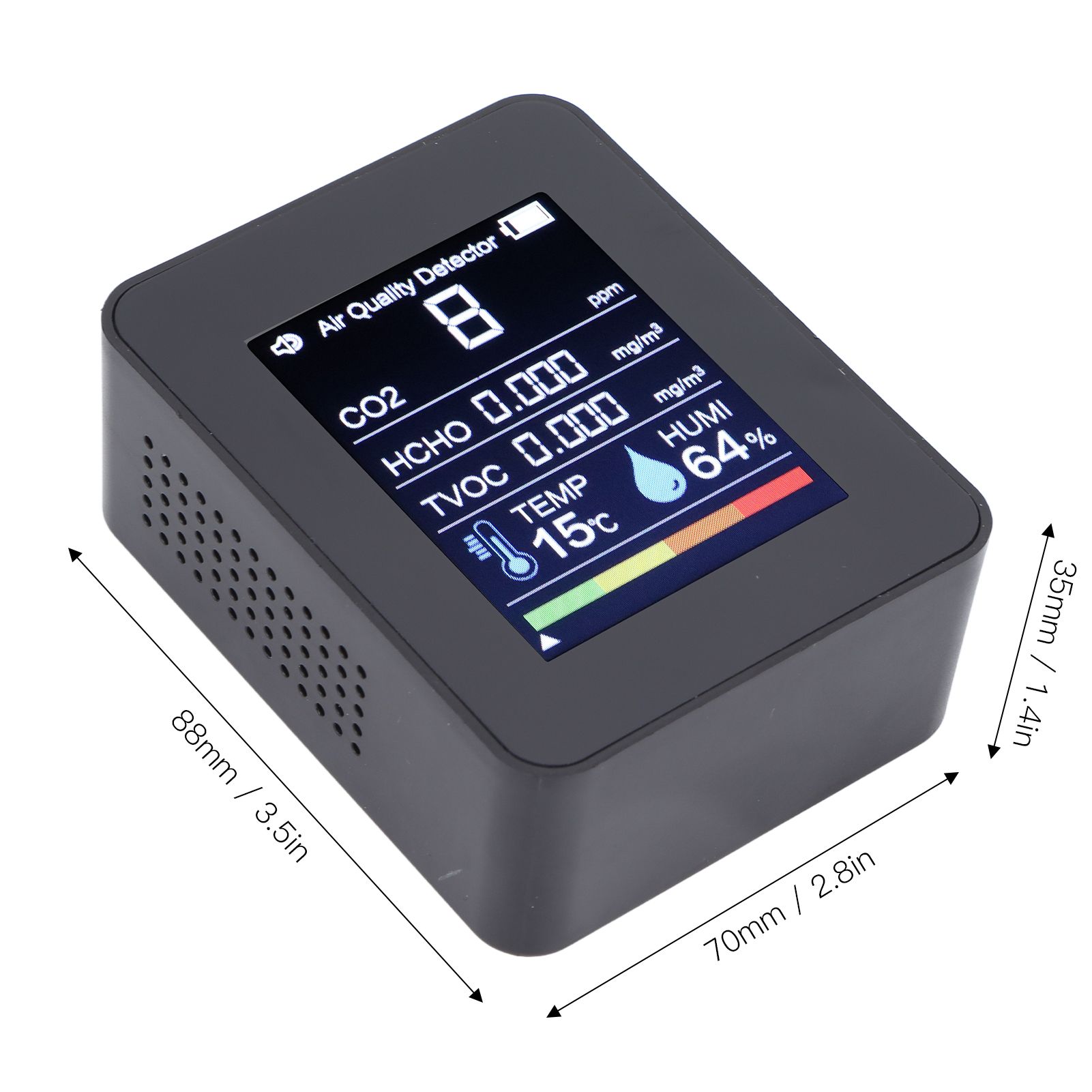 Humidity Detector Air Quality 5 in 1 Environmental Assessment Monitor for HCHO TVOC CO2 Temperature Detection