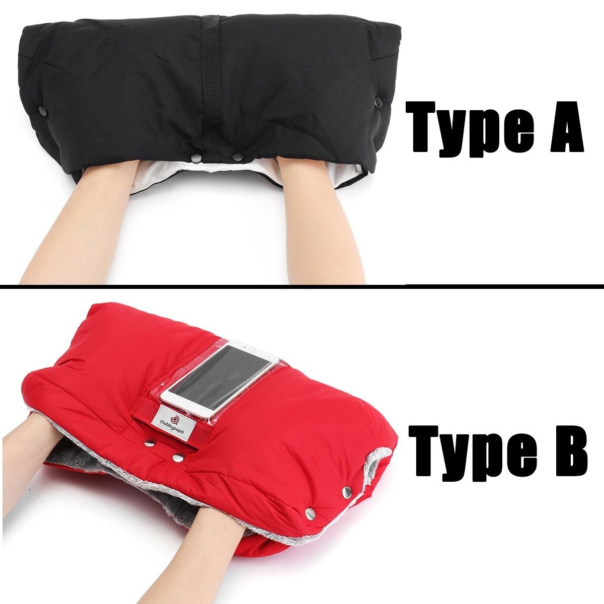 2 Type Universal Waterproof Baby Winter Waterproof Stroller Handlebar Gloves With ph one Pocket Support  Touch screen Wind-proof Winter Warming Accessaries