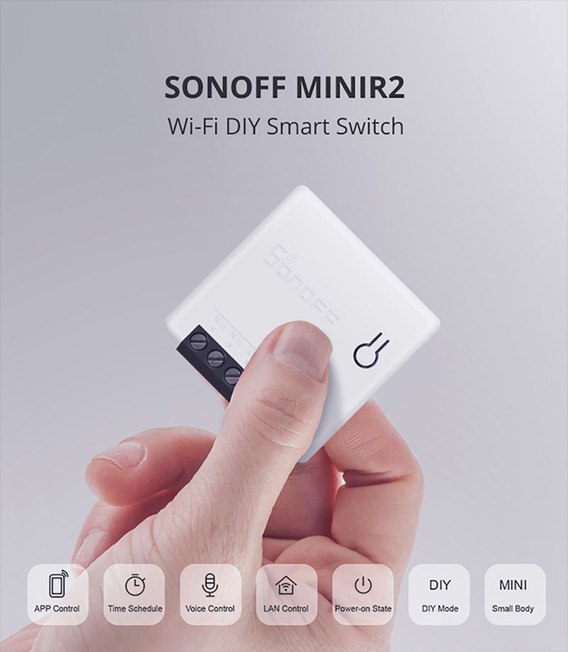 SONOFF MINIR2 - Two Way Smart Switch EWeLink Mobile Check Status Control Work With Alexa Google Home fidelity design