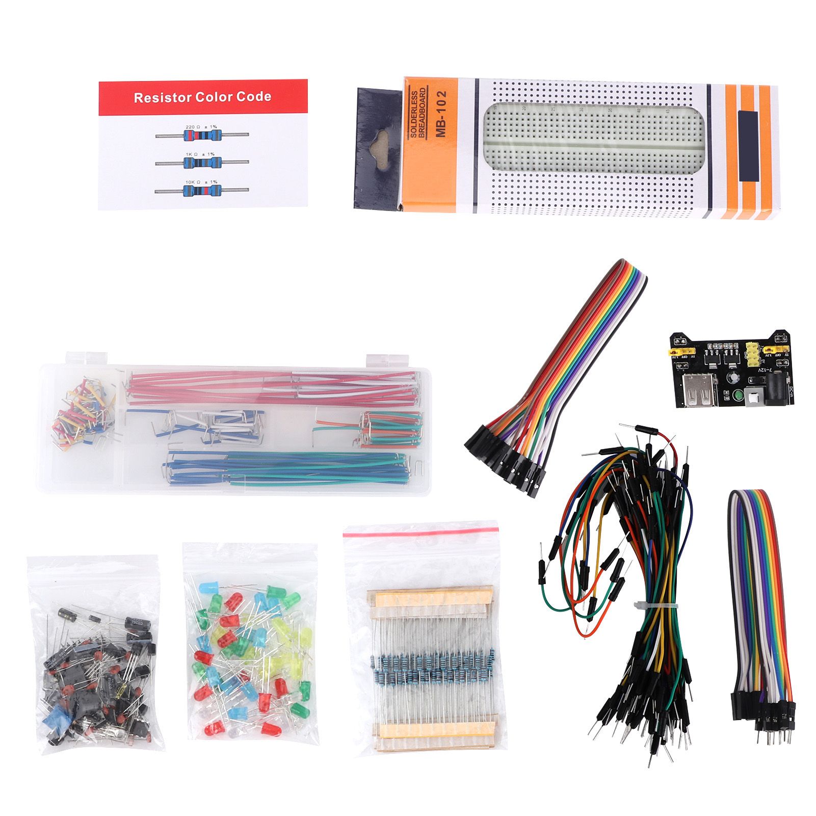 DIY Upgraded Electronic Kit With Power Supply Module Solderless Breadboard BS3