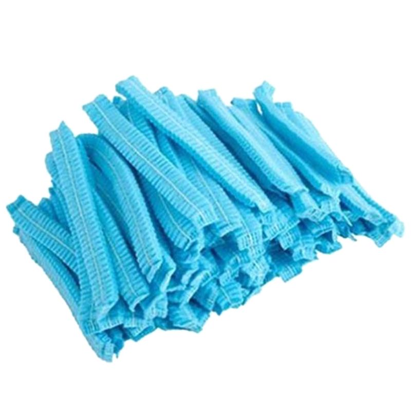 Disposable Non-Woven Strip Hat Food Workshop Cap Dustproof Shower Cap Headgear 300Pcs Blue