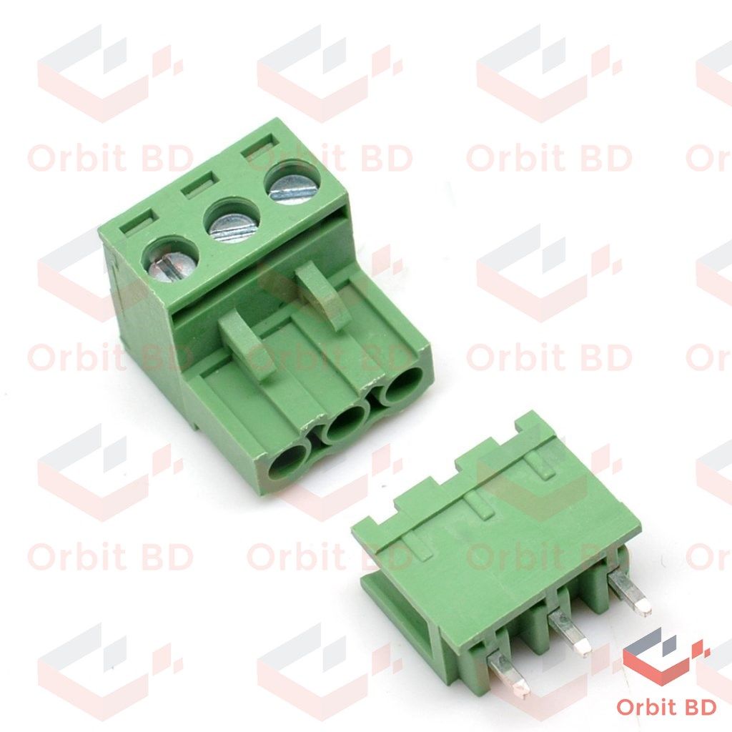 5.08mm Pitch 3Pin Male & Female Plug-in Screw Terminal Block-5Pcs