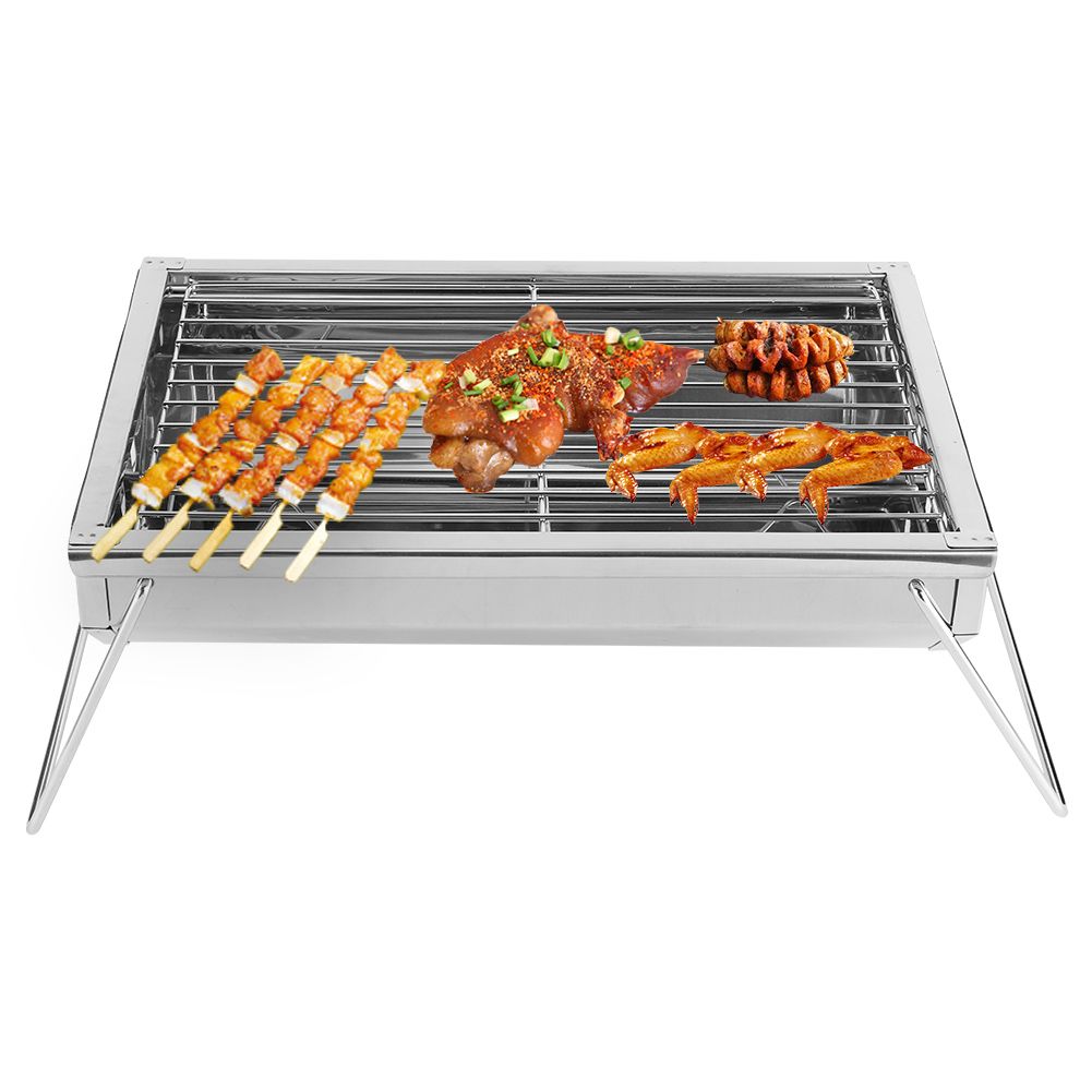 Folding Grill Barbecue Charcoal Stainless Steel Portable BBQ Tool Kits for Outdoor Camping Hiking Picnic