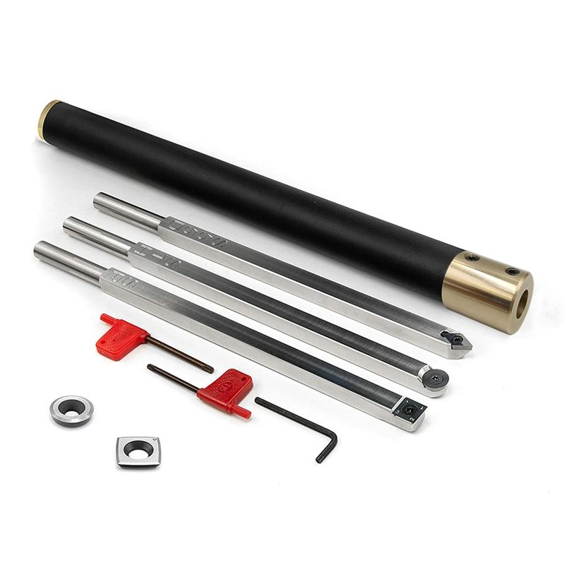 3 Tool Set for Turning Wood and 17inch Interchangeable Handle Plus Additional Negative Rake Replacement Cutter for Resin