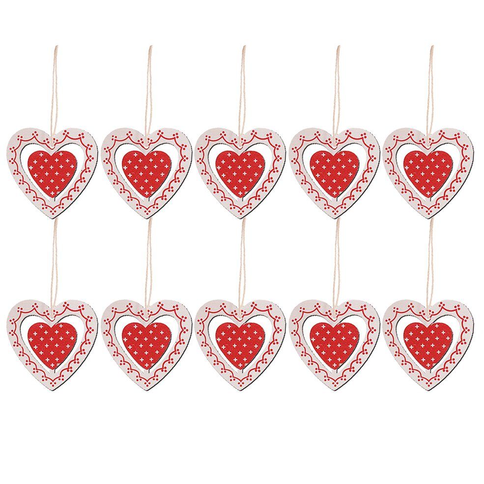 MA Wooden Crafts Creative Color Pattern Christmas Pendant Diy Decorative Love-red