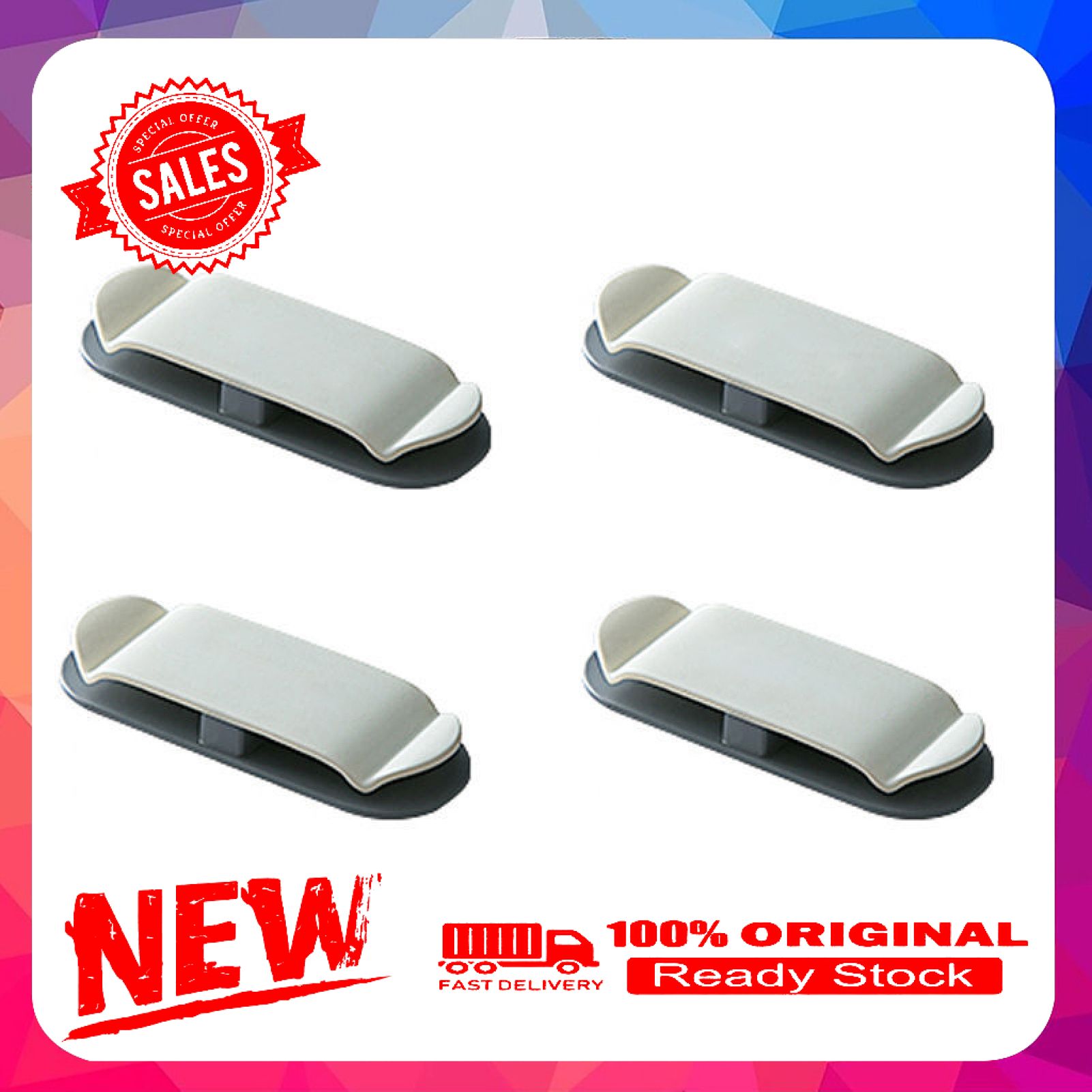 4Pcs/Set Punch Free Wall Mount Power Plug Storage Rack Holder Cord Organizer