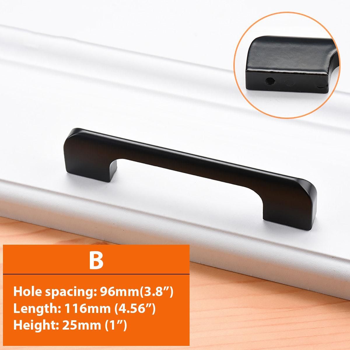 European Black  aluminum alloy Hardware handle for wardrobe and Modern drawer and cabinet door