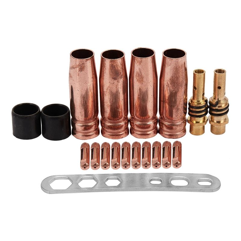 19Pcs Welding Torch Nozzle Part Kit Conical Nozzle Sleeve Rod Tool Set for Binzel 15Ak Welder Accessories