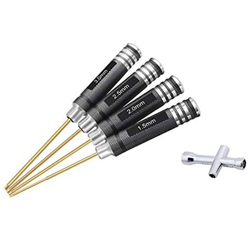 Hex Screw Driver Set RC Tools Kit Hexagon Screwdriver Kit with Cross Wrenches Sleeve for RC Helicopter Car Models