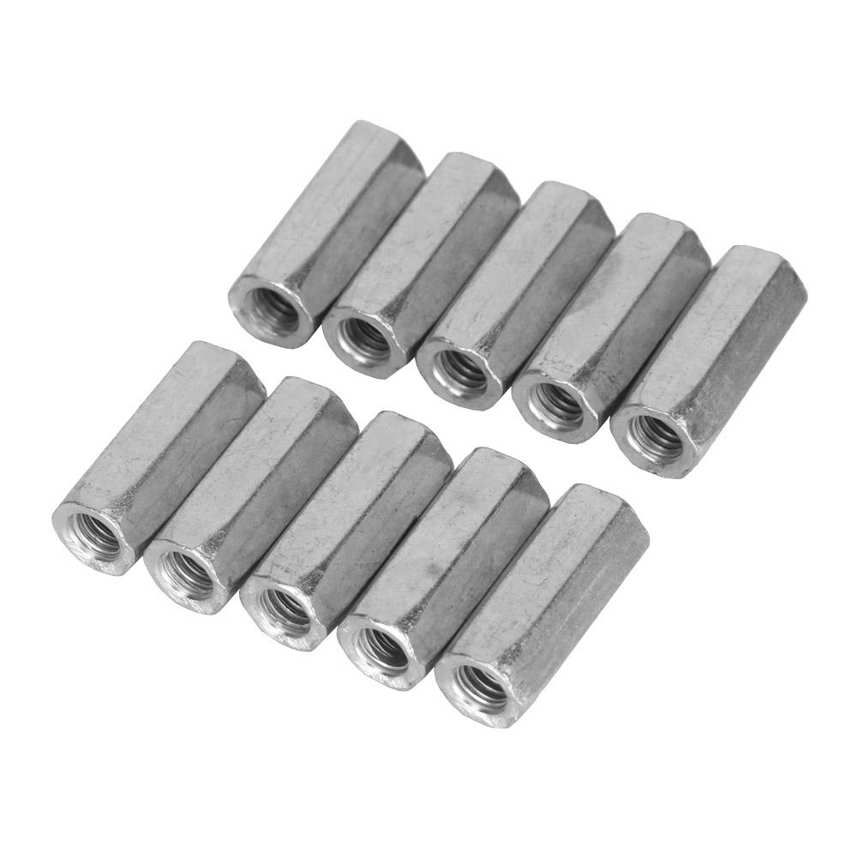 10pcs Long Rod Nut Hex Hexagonal Sleeve Standoff Threaded Fasteners (M6 * 25)
