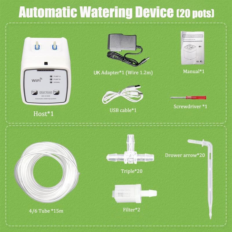 Double Pump WIFI Intelligent Automatic Watering Device Garden Bonsai Indoor Watering Tool Home Drip Irrigation Watering Kit DC5V