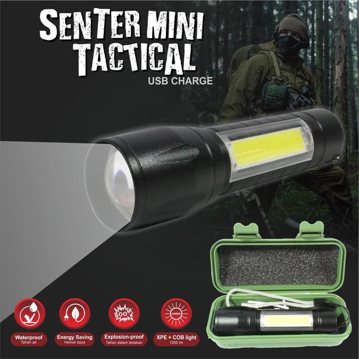 Rechargeable/Portable/Stylish mini Telescopic Zoom Flash Light XPE+COB
