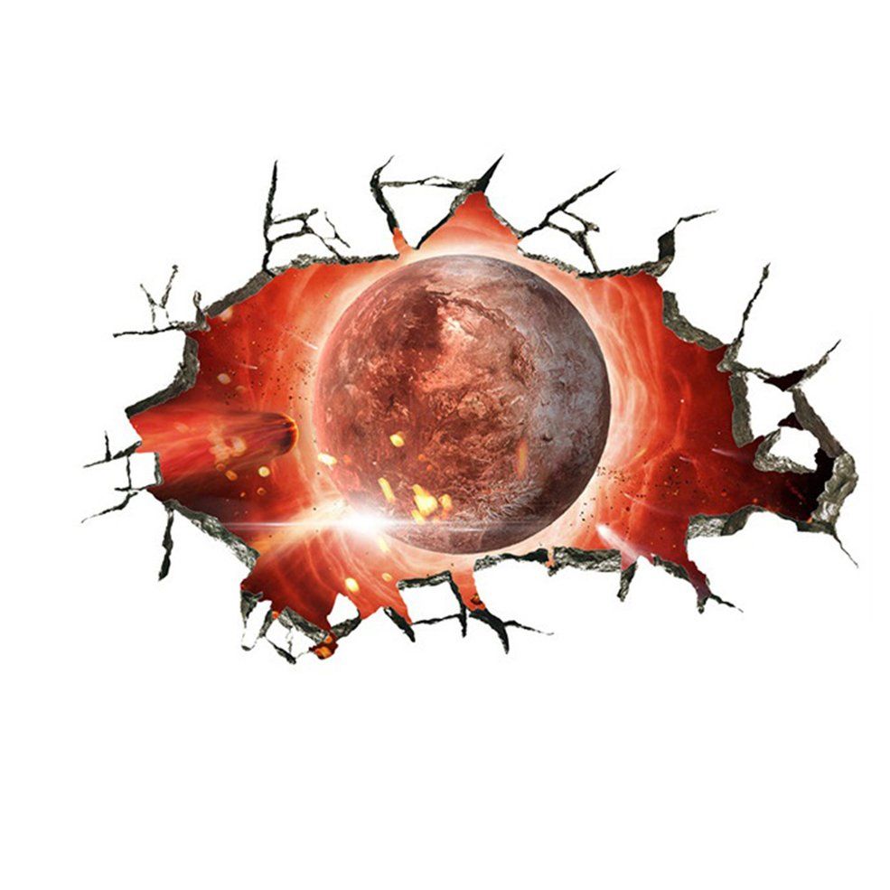 Broken Wall Galaxy Planet Sticker 3D Wall Sticker Removable Wall Sticker