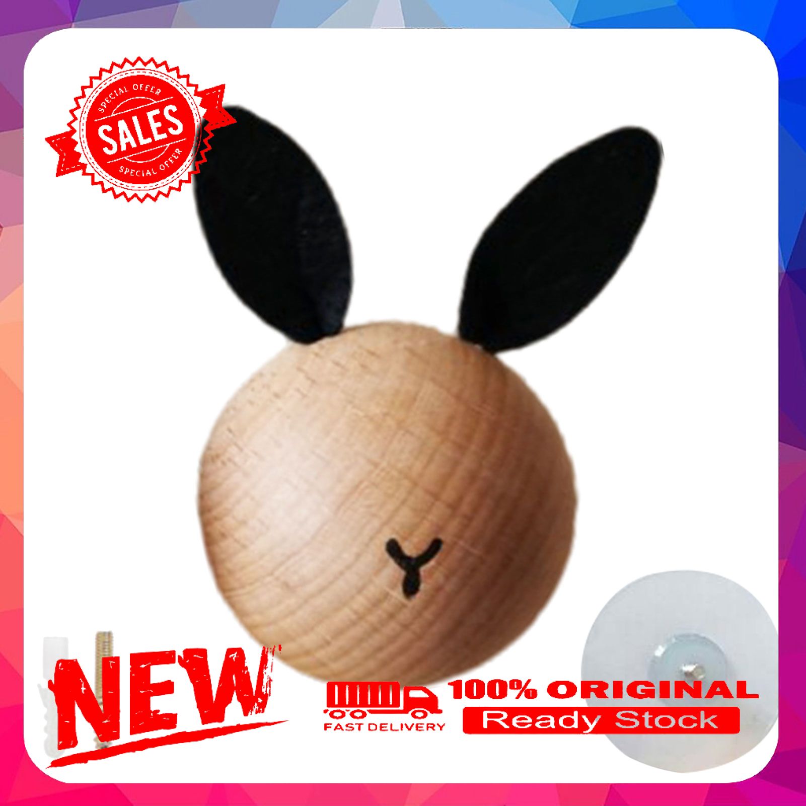 1 Set Coat Hook Cartoon Animal Pattern Home Decor Wooden Hats Scarf Wall Hangers for Kids Room