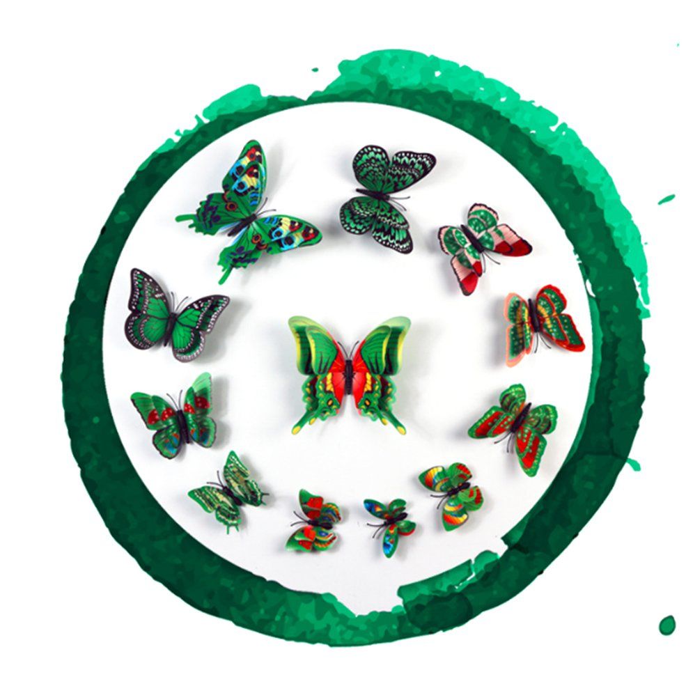 12 Pack Double-layer stereo simulation butterfly set 3D stereo wall stickers