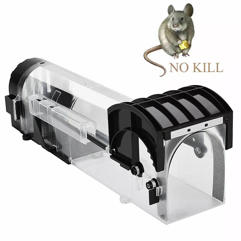 1pcs Mouse Trap Humane Rodent Catcher Catches Mice Alive Transparent Smart Mouse Trap No Kill Live Catch Garden Supplies（1 set）