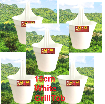 15 Cm White Grill Planters 5 pcs Set