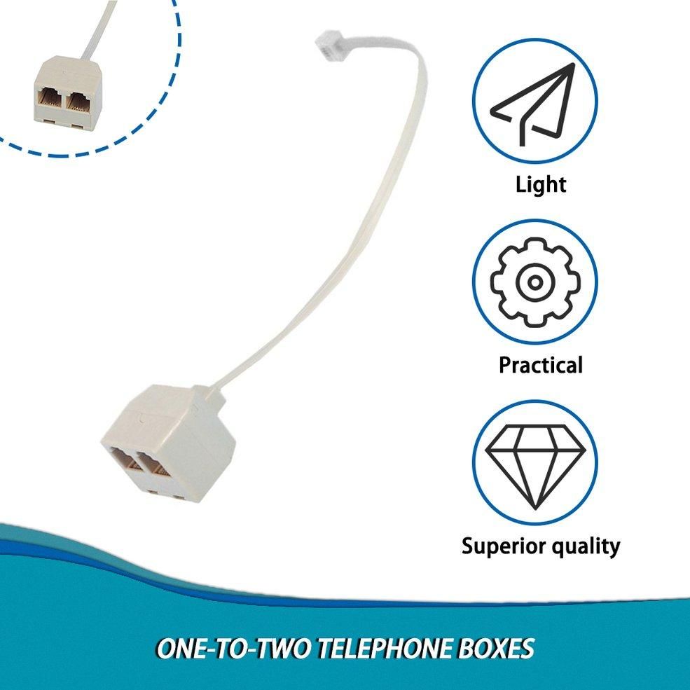 MA RJ11 6P4C Male to Female 2 Way Telephone Splitter Phone Line