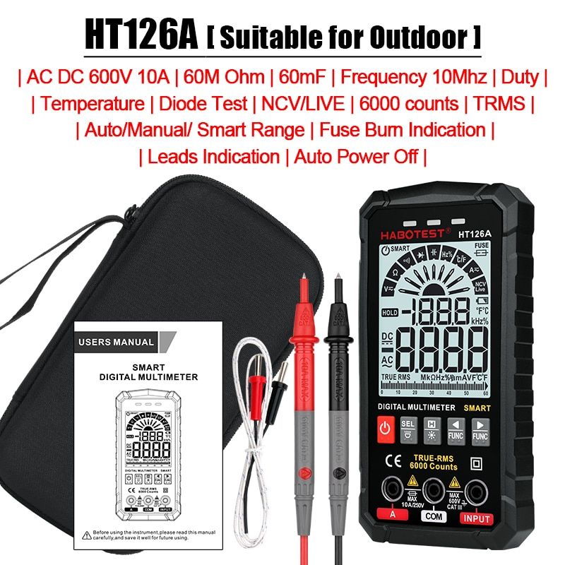 HABOTEST 5th Generation Multimeter Digital Professional DC TRMS Voltage Current Ohm 60mF Hz DIY Electrician Meter Tester