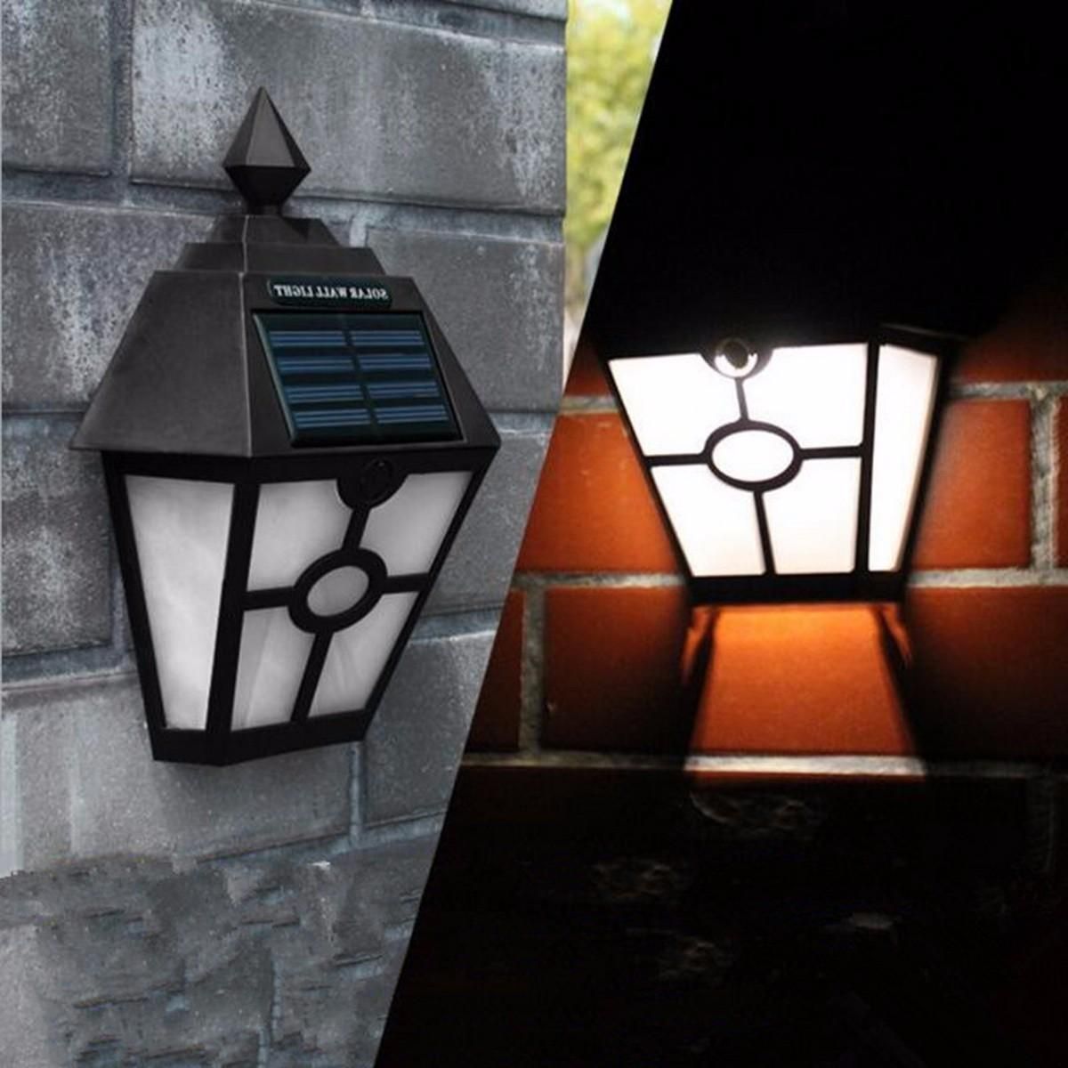 Solar Powered White Light LED Light Outdoor Lighting Garden Path Landscape Lamp Fence Yard Wall Light Lamp black