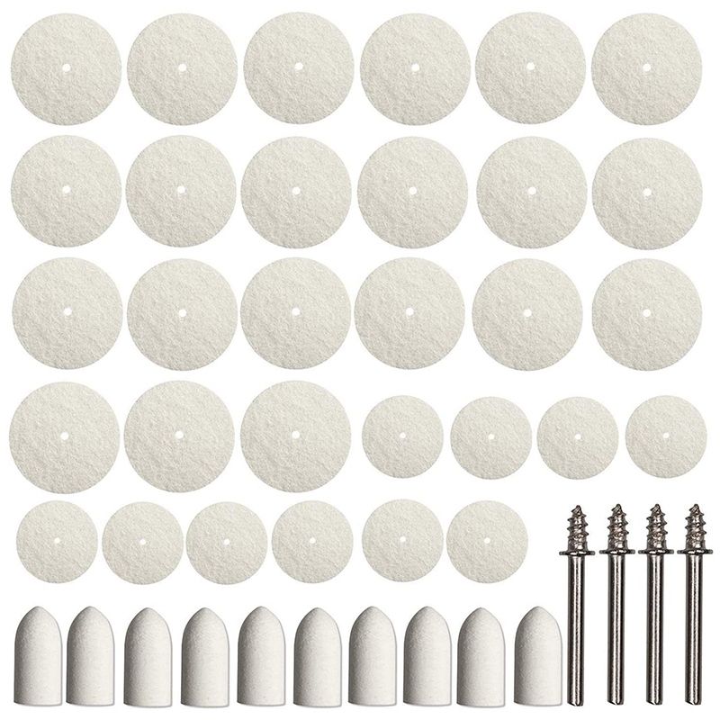64Pcs Felt Polishing Wheel Buffing Grinding Pad for Rotary Tools Mixed Set for Plastic Glass Metal Jewelry
