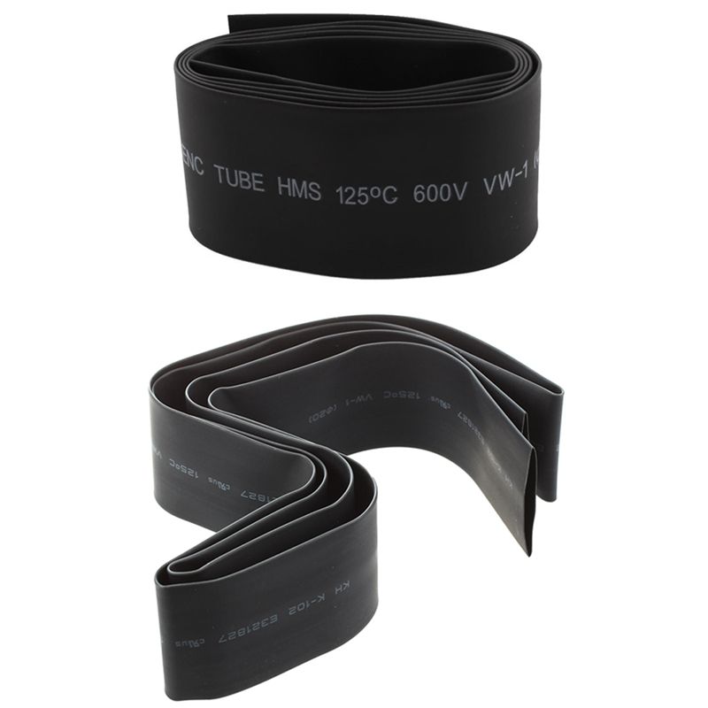 2Pcs Black Heat Shrinkable Tube Shrink Tubing Sleeve Cable Wrap 1M - 30Mm & 20Mm
