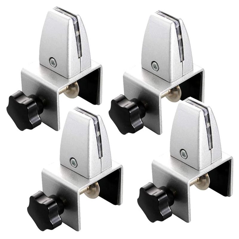 4Pcs Sneeze Guard Clamp Bracket Office Desk Partition Support Bracket Aluminum Alloy Sneeze Guard Holder Clamp (Silver)