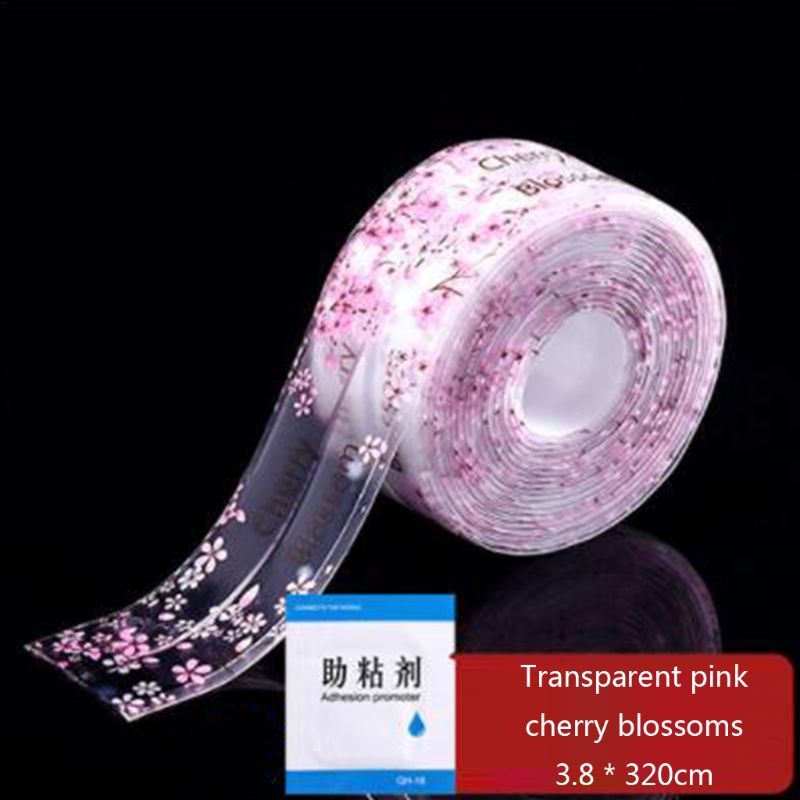 3.8x320cm Kitchen Cartoon Antifouling Tape Reusable Waterproof Mold Proof Wall Sealing Adhesive Tapes