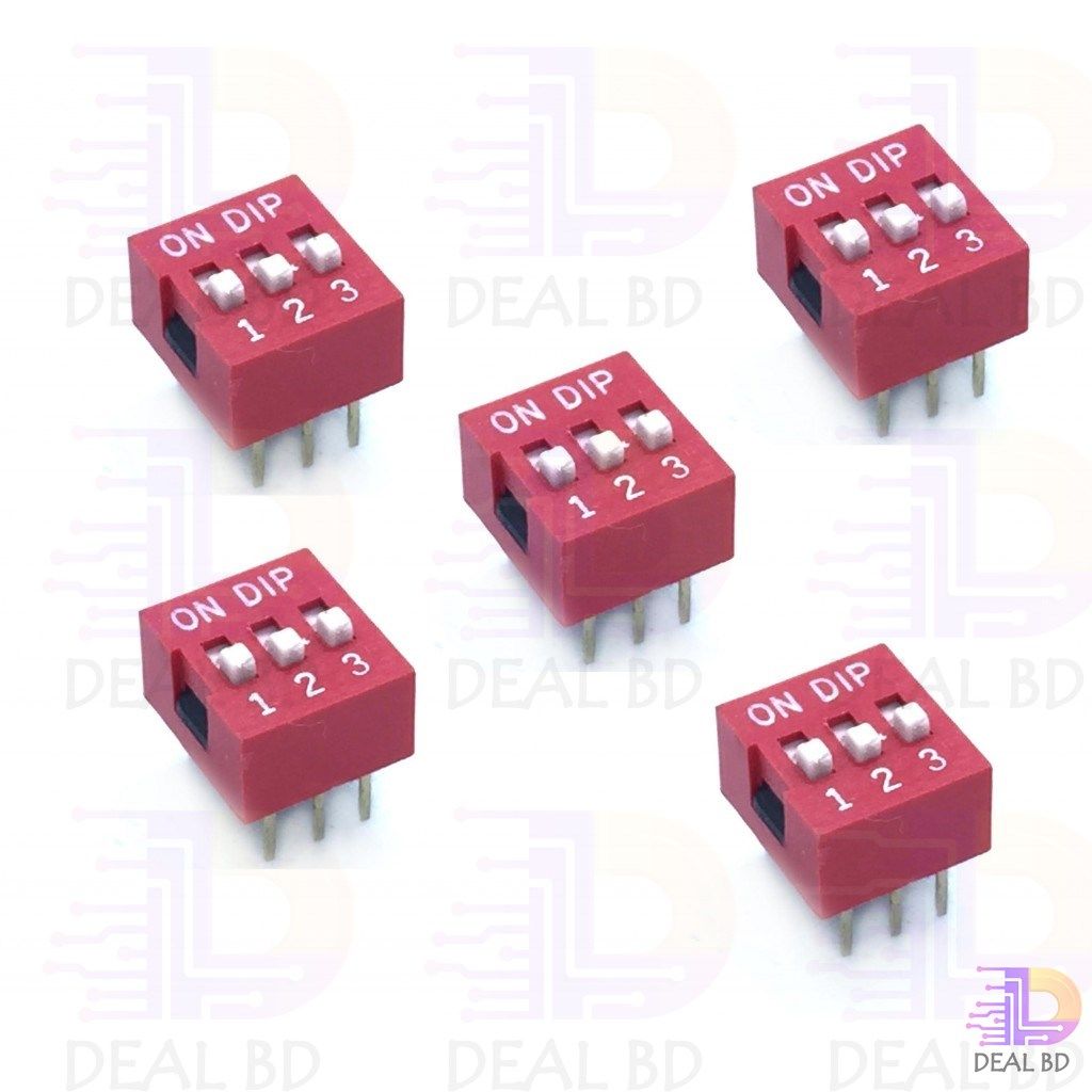 3Pcs 3 Position DIP Switch 2.54mm Pitch Horizontal DIP Switch Three Positions Piano Type Dial DIP Slide Switch For Electronics Circuit PCB