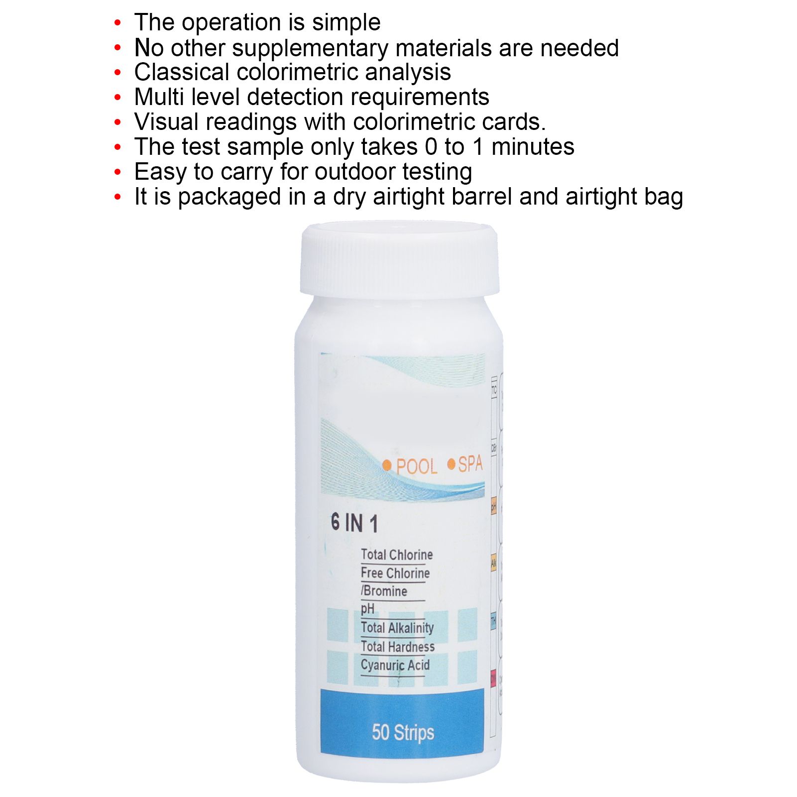Pool Test Strips Durable Quick Portable Easy to Operate Pa for Aquariums