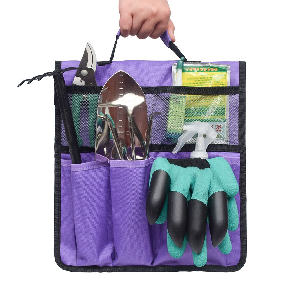 Garden Kneeler Tool Bag with Handle Pockets Foldable & Portable Tool Pouch Oxford Gardening Tools Hanging Storage Bag Organizer