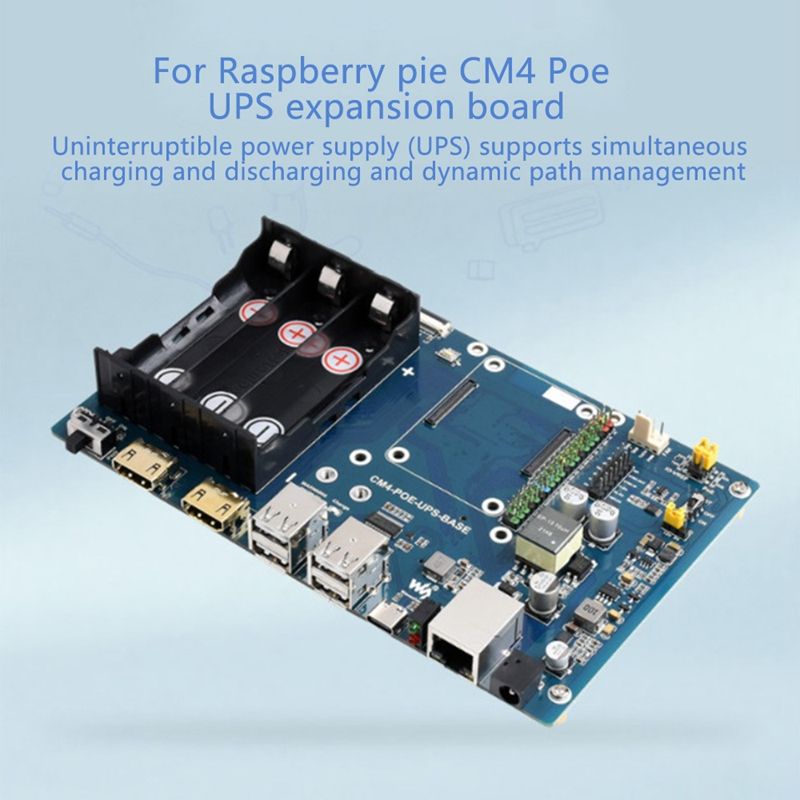 For Raspberry CM4 PoE UPS Uninterruptible Power Supply Expansion Board Gigabit Network Four Way USBFor Compute Module 4