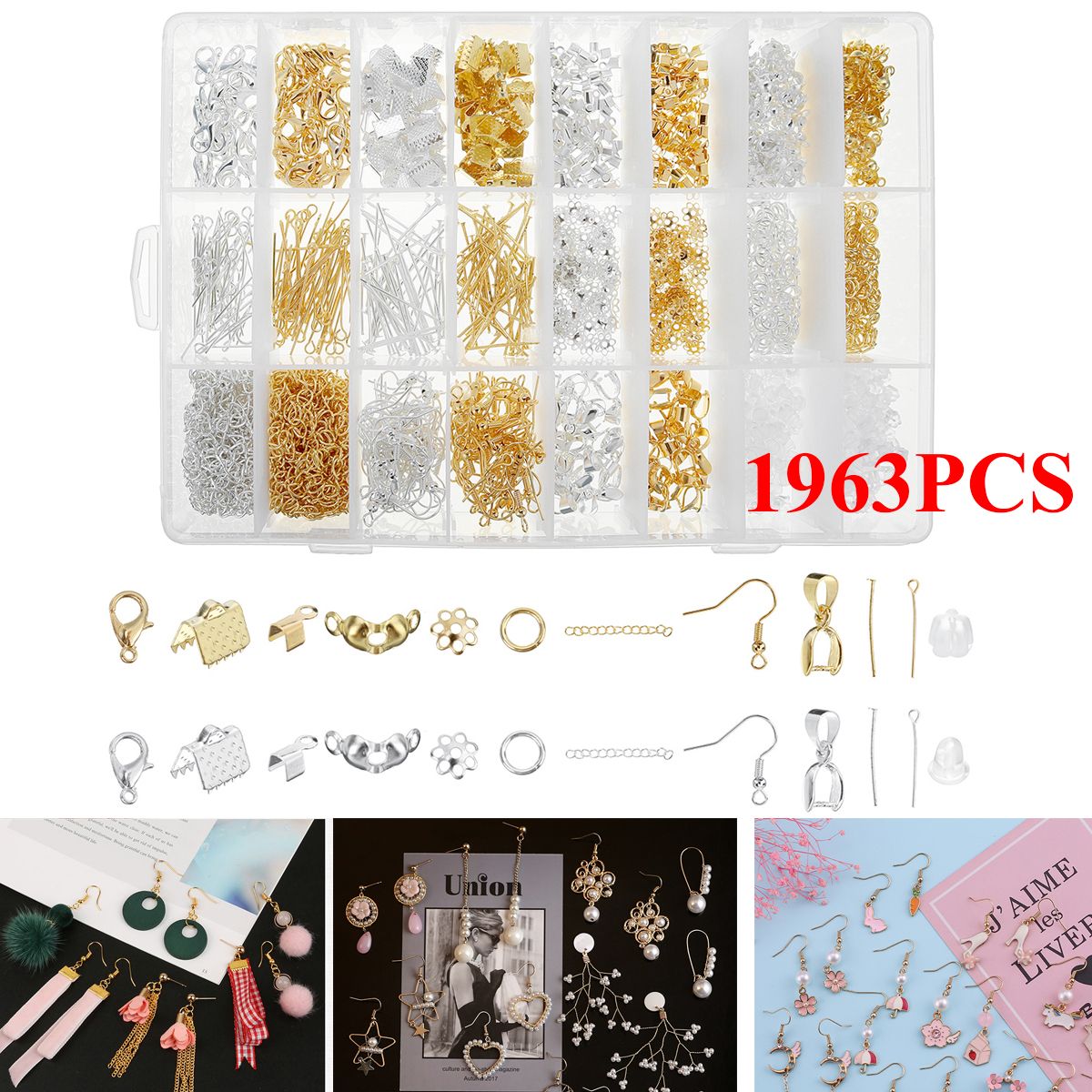 1963pcs Gold Silver Mixed Color Repair Metal Tools DIYCraft Supplies Set Jewelry