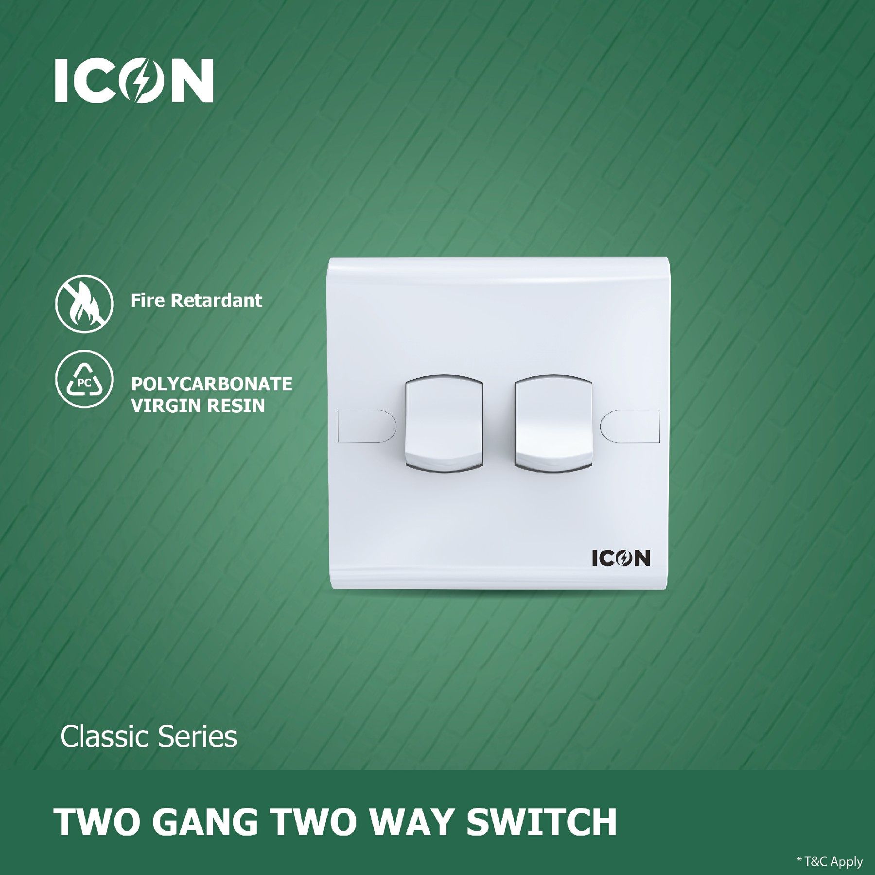 Icon Classic Two Gang Two Way Switch
