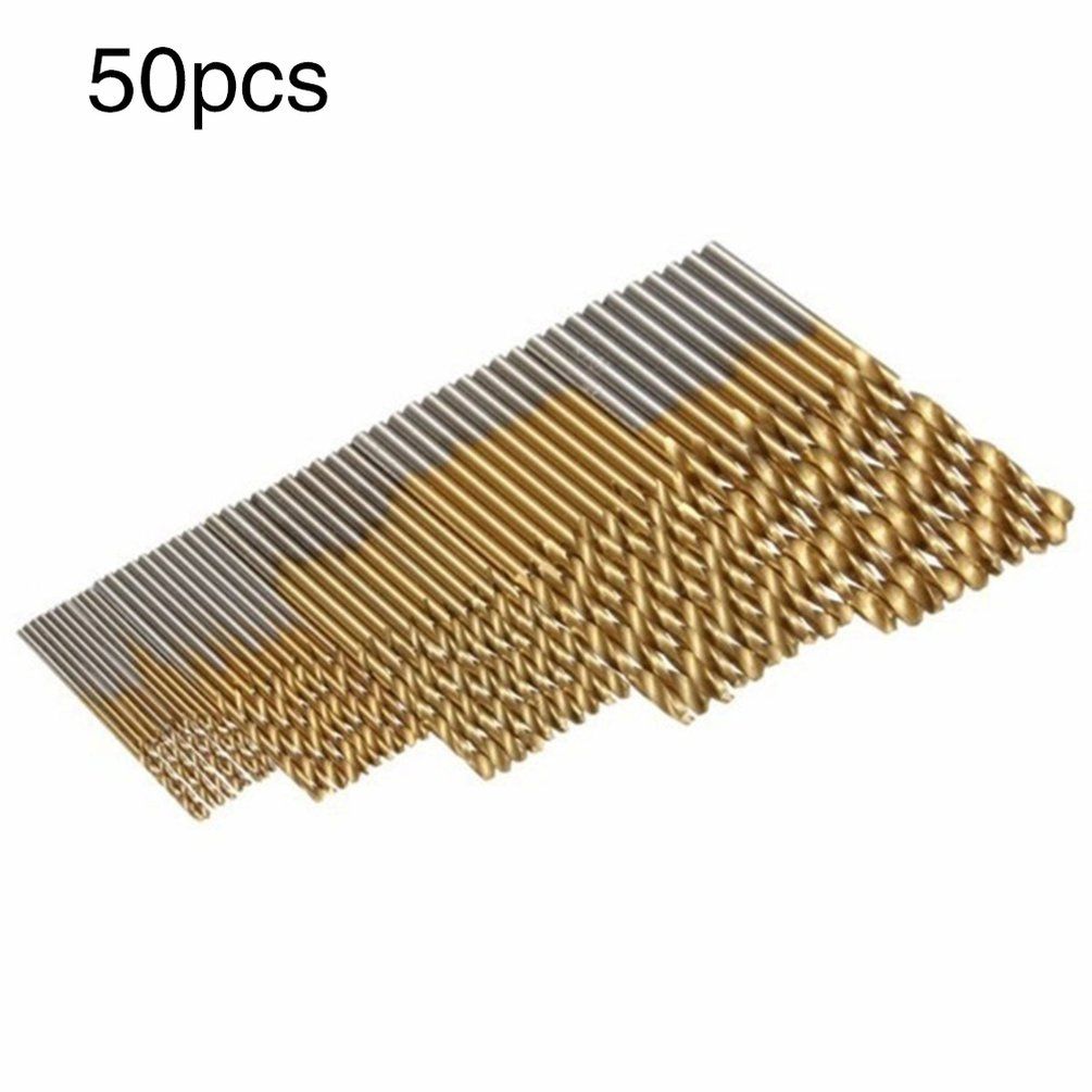 MA Gold/Sliver 50 PCS Titanium Coated HSS Vogue Steel Drill Bit Set Tool