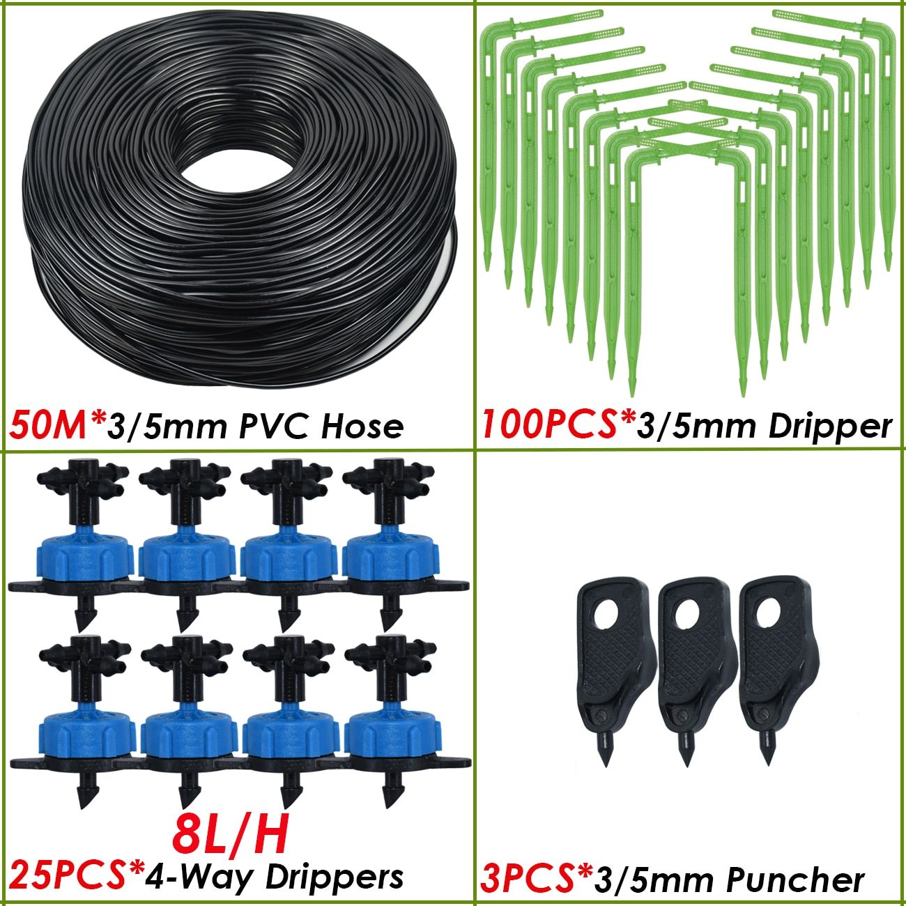 10-100M 4L 8L/H Garden Micro Drip Irrigation Emitter Watering Systems Kits 3/5mm Arrow Drippers Potted Bonsai Greenhouse