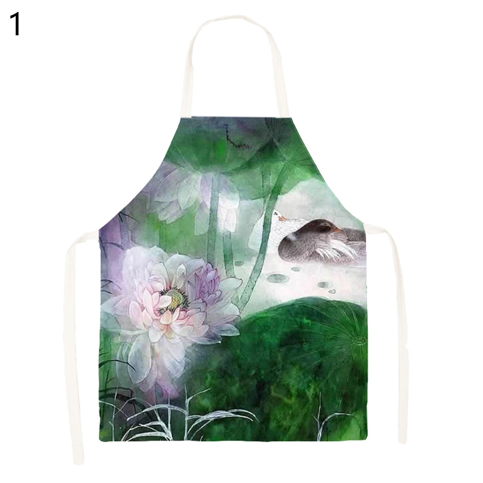 Kitchen Bib Fixed Strap Assorted Ink Painting Pattern Kitchen Long Bin