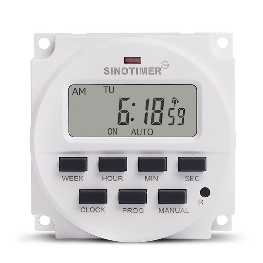 Sinotimer 12V Weekly 7 Days Digital Programmable Timer Switch Relay Control White