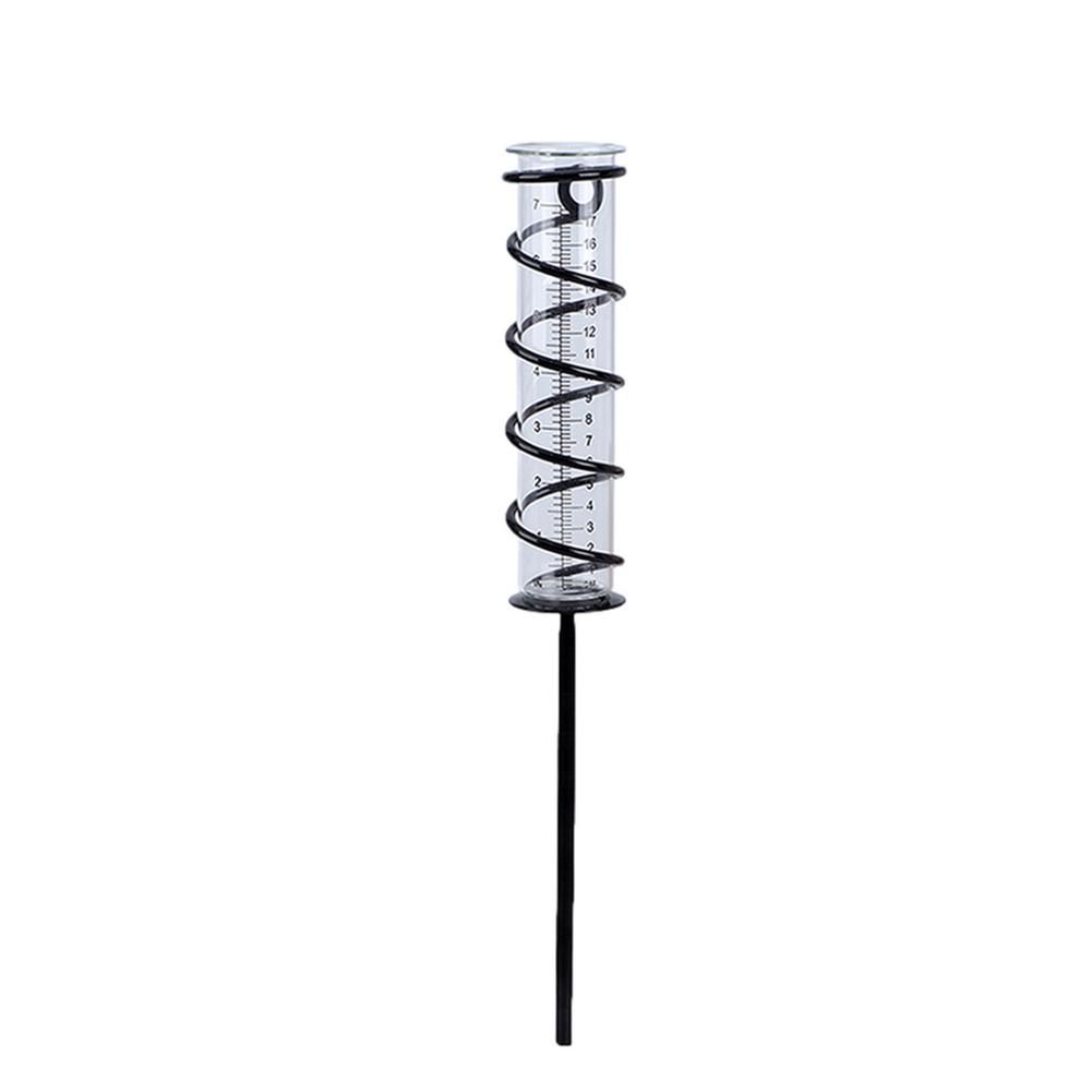 Rain Gauge With Detachable Spiral Shape 6.69 Inch Garden Glass Rain Water Meter Measuring With Metal Frame No Assembly Rain Meas