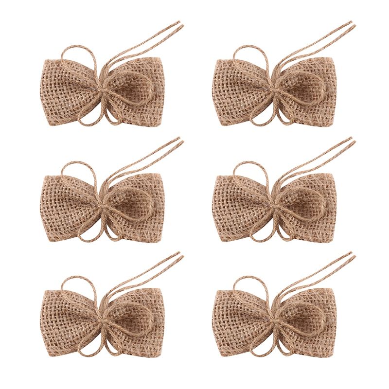 Handmade Bowknot Hessian Burlap for Vintage Rustic Wedding Decoration