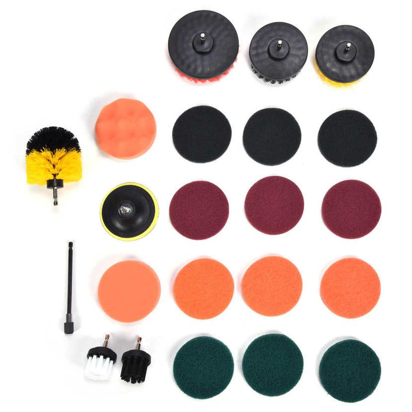 22PCS Drill Brush Attachment Scrub Pads Sponge Scrubber Cleaning for Wall Floor Dust Removal