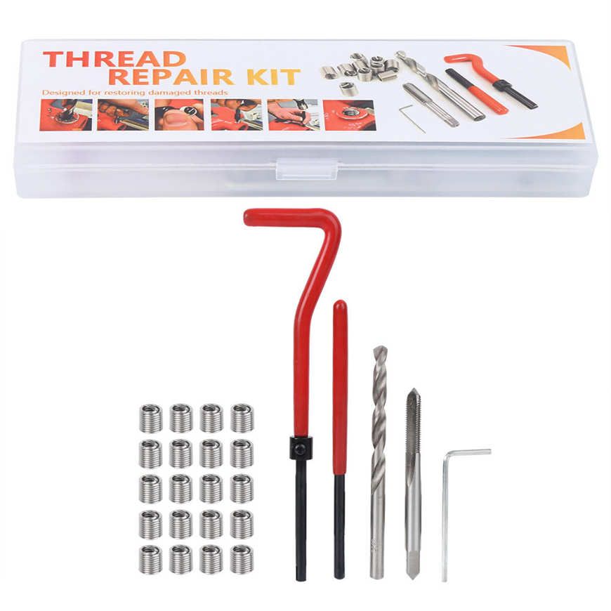 Hand Tool 25Pcs M5 Thread Repair Insert Kit with Transparent Plastic Box for Processing Machinery
