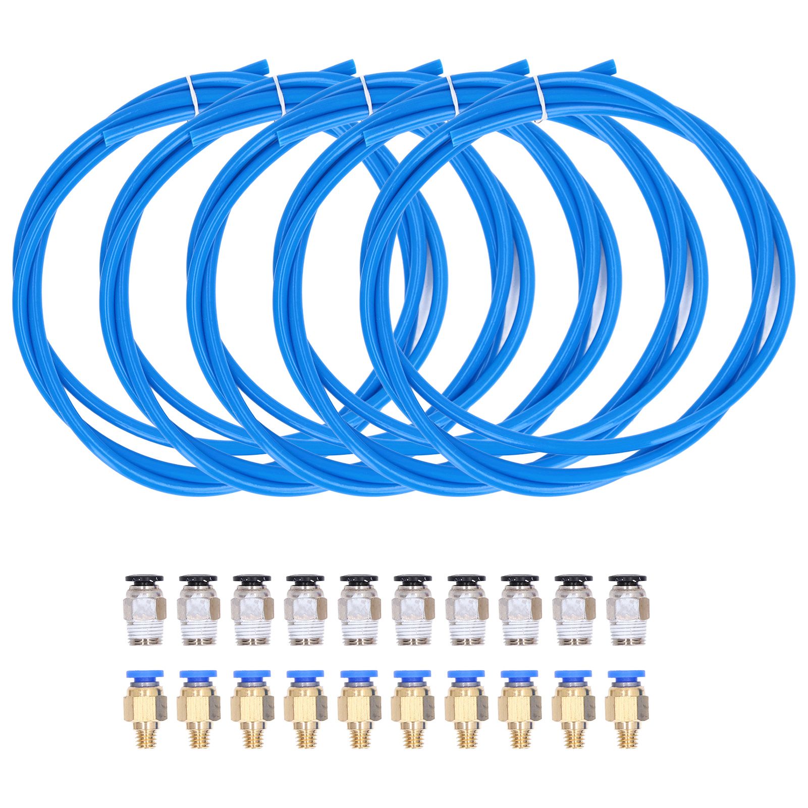 5pcs PTFE Tubes with 20PCS Pneumatic Fittings Kit for 3D Printer 1.75mm Filament