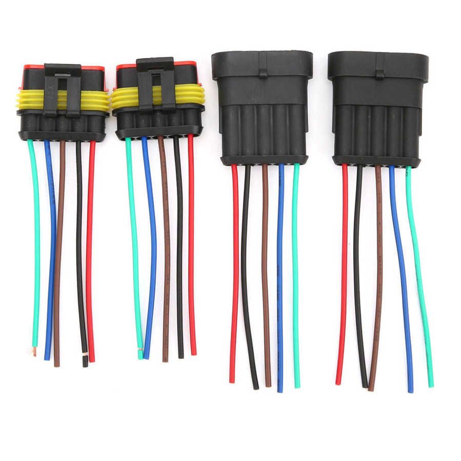 Car Electrical Connector 2 Sets 4/5/6 Pin Waterproof Plug with Wire Cable