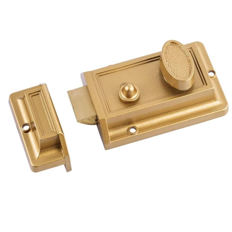 Zinc Cylinder Deadbolt Latch Lock for Night Gate Door Entrance,Gold Finish