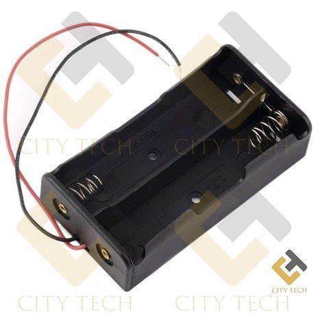 18650 2 Tank Rechargeable Battery Holder Two Slot Plastic Storage Box Case With Leads Cable Wire